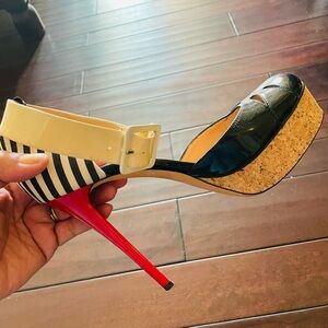 Giuseppe Zanotti Black and Red Striped Heels